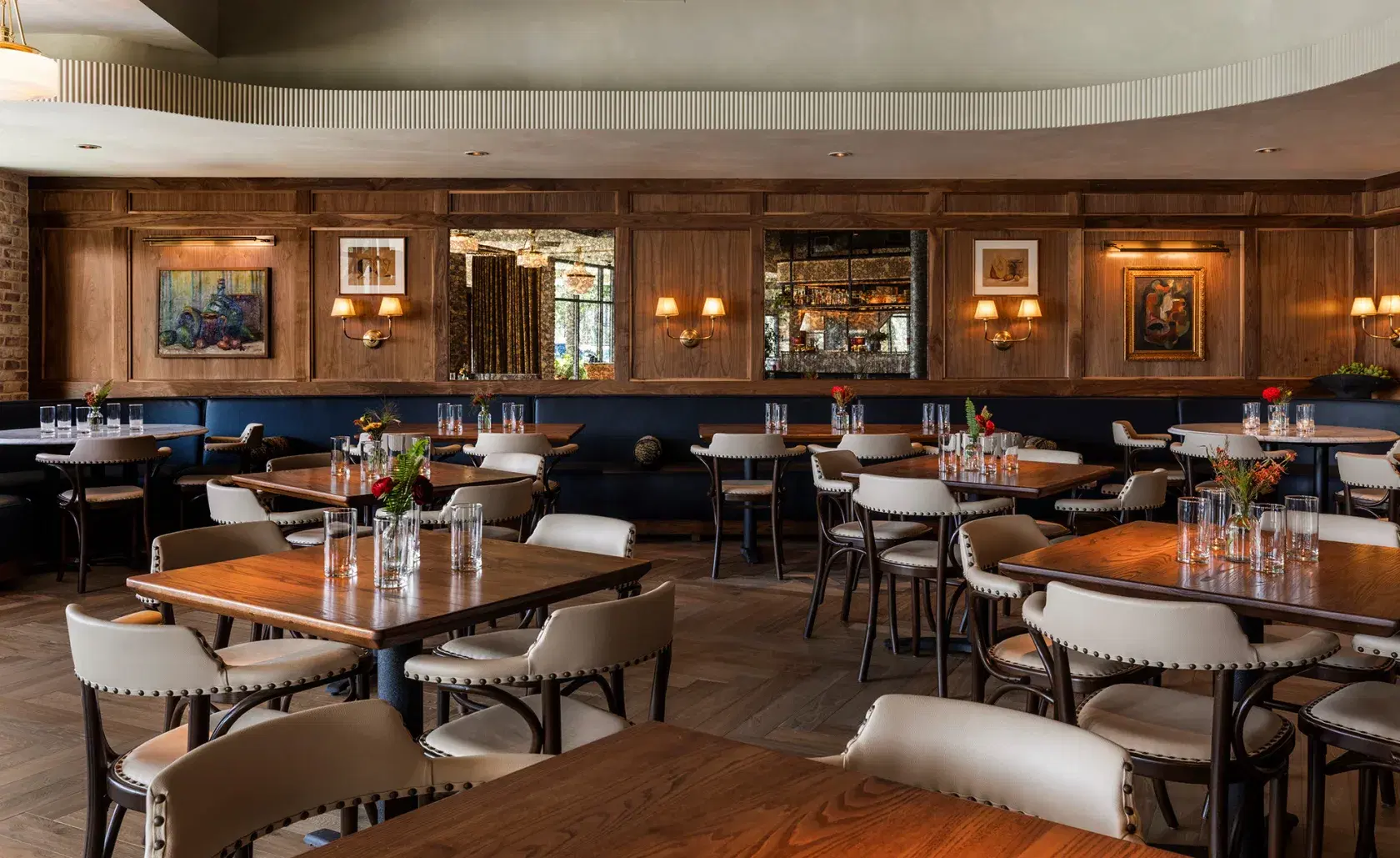 A dining room laid out for service